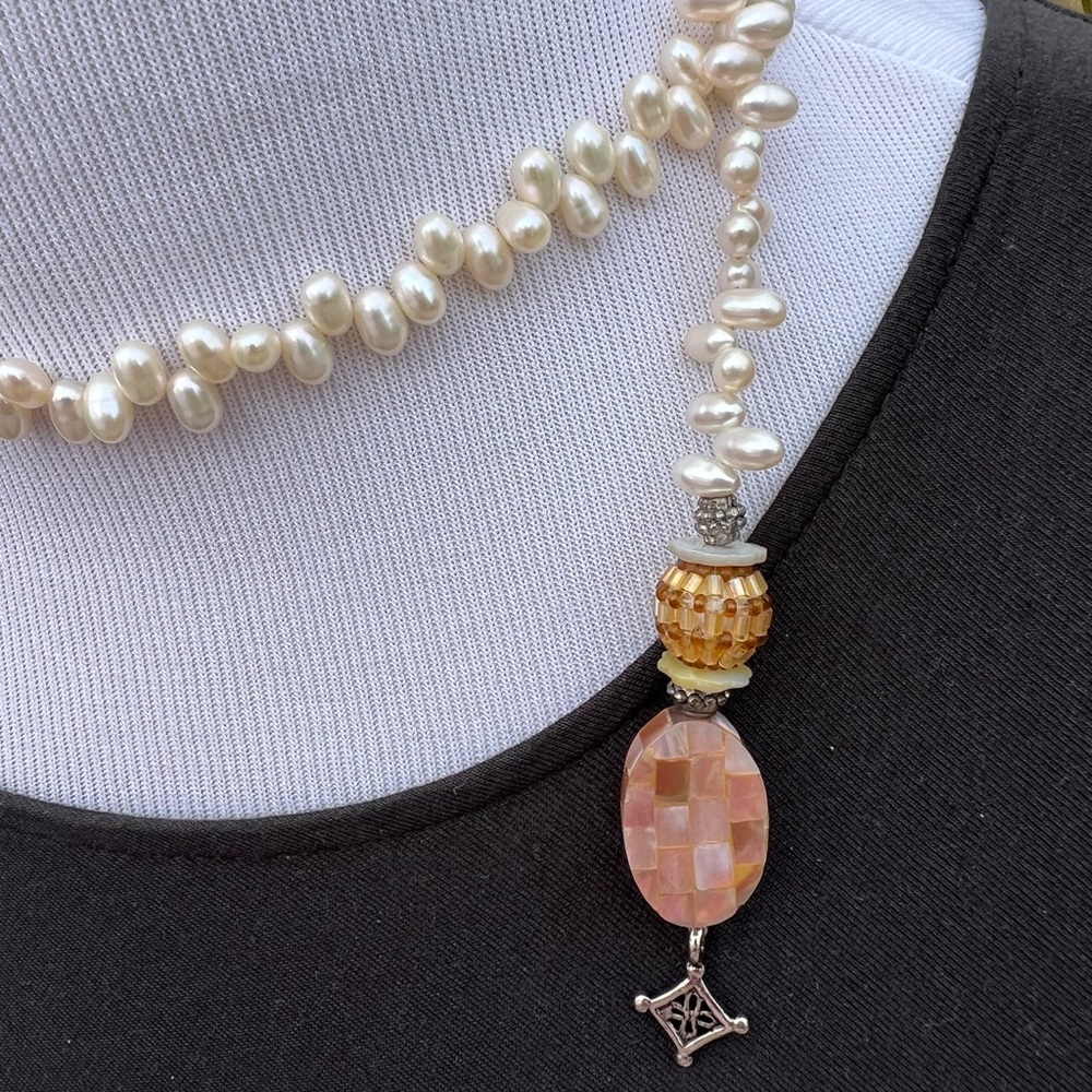 Freshwater pearl lariat necklace 36 inches - Picture 6 of 14